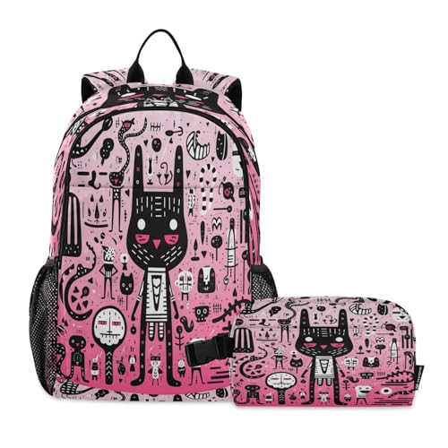 Sac à dos étudiant guépard rose pour l'école et le midi