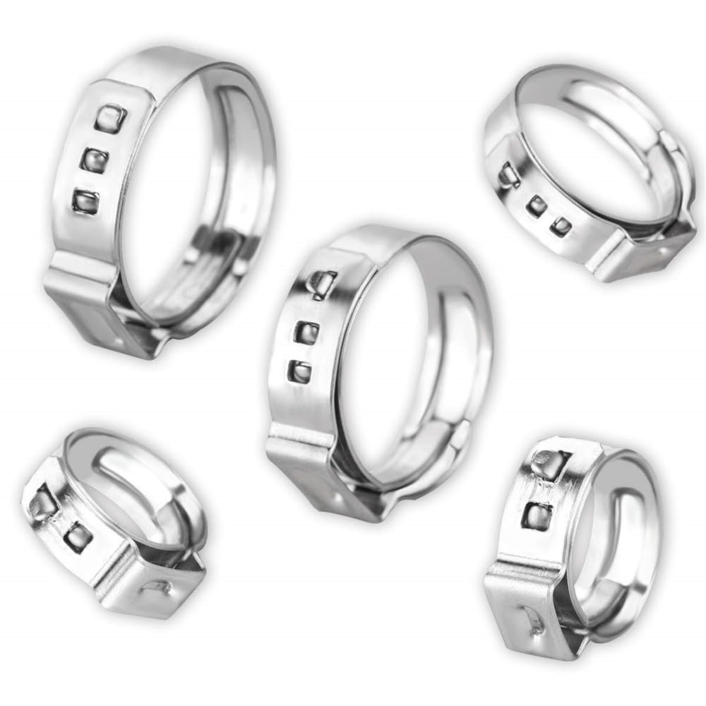 Jubilee Lot de 4 colliers de serrage de taille moyenne en acier inoxydable 304 à une oreille (22,4 à 25,6 mm)