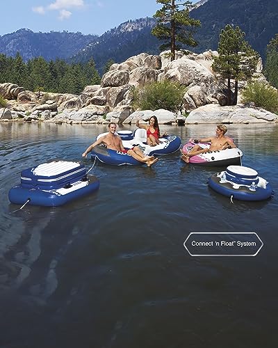 Image of INTEX 58824EP River Run 1 Inflatable Floating Lounge: Comfortable Backrest - Built-in Cup Holders - Durable Grab Handles - All Around Grab Rope - 220lb Weight Capacity - Pink