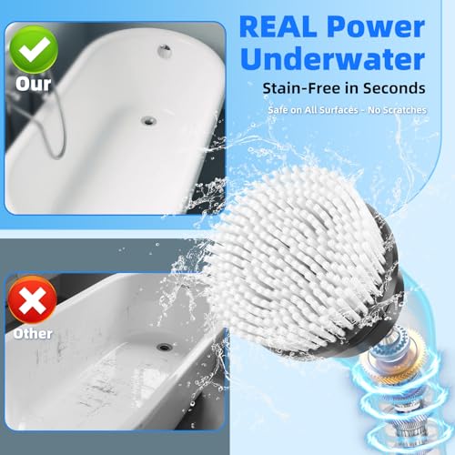 Image of Electric Spin Scrubber,Large Battery & Long Runtime Power Spin Cleaner with 7 Replaceable Brush Heads,IPX7 Waterproof & Adjustable Extension Long Handle,2 Speeds for Bathroom, Shower, Tile, Floor