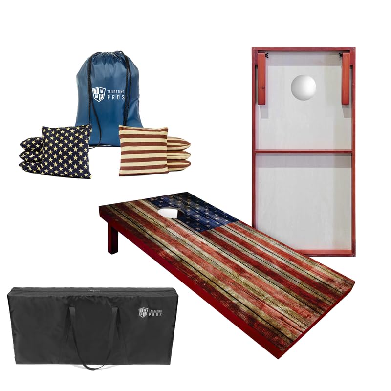 Tailgating Pros Cornhole Boards -4'x2' Lightweight Regulation Outdoor Themed Cornhole Game with Carrying Case & Set of 8 Corn Hole Bean Bags