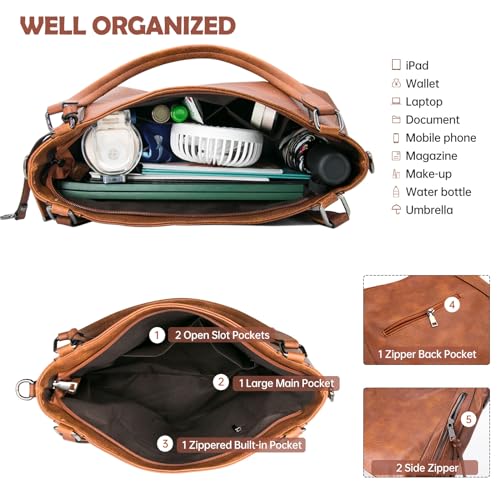 Long Keeper Vegan Leather Tote Handbags Women Large Capacity Hobo Shoulder Bag Crossbody Satchel Bags with Small Purse4