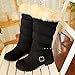 Women's Boots Waterproof Cold Weather Warm Anti-Slip Mid-Calf Fur Boots Fashion Suede Lace Up Booties Western Flat Shoes