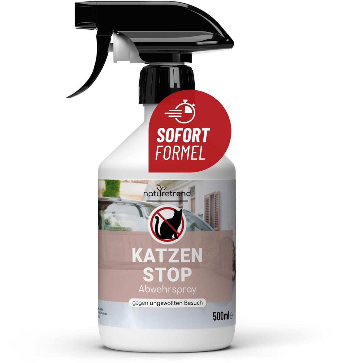 naturetrend Katzen Stop Spray 500ml - Katzenabwehrspray, Katzenschreck Spray zum Katzen vertreiben I Anti Kratz Spray, Fernhaltespray Katzen, Katzenabwehr Garten