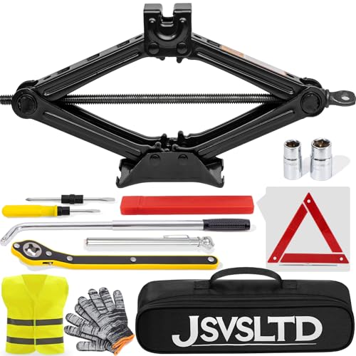 Image of Car Jack Kit 2 Ton (4,409 lbs) Portable Scissor Jack for Car, Tire Jack Changing Kit with Lug Wrench, Black