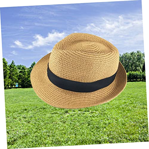 Unisex Boys and Girls Straw Hat for Spring and Stylish Sun Cap for Boy Girl Short Brim Sun Hat Khaki for Beach Outdoor Activities and3