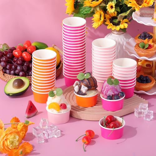 Image of Mimorou 60 Pcs 3 oz Paper Cups Disposable Ice Cream Cups Mini Paper Snack Bowls Bulk Small Frozen Yogurt Bowls for Kids Snack Mousse Pudding Candy Yogurt Craft Supplies Sunrises Bachelorette Party