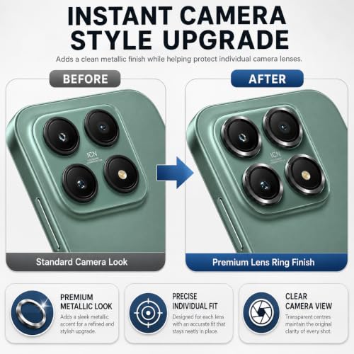 Image of ArmourPro Camera Lens Protector for Xiaomi 17 Tough HD Individual Aluminum Alloy Rings 9H Camera Cover, Scratch-Resistant,Camera Lens Protection| Black, 1 Pack
