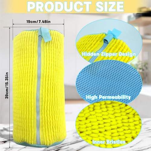 2PCS Shoe Washing Machine Bgs,Laundry Shoe Bags for Washer and Dryer, Reusable and Durable Zipper Sneaker Shoe Washing Bag, Tennis Shoe Cleaning Bag for All Shoe Types (Yellow)2