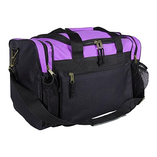 DALIX 17" Duffle Travel Bag with Front Mesh Pockets in Purple
