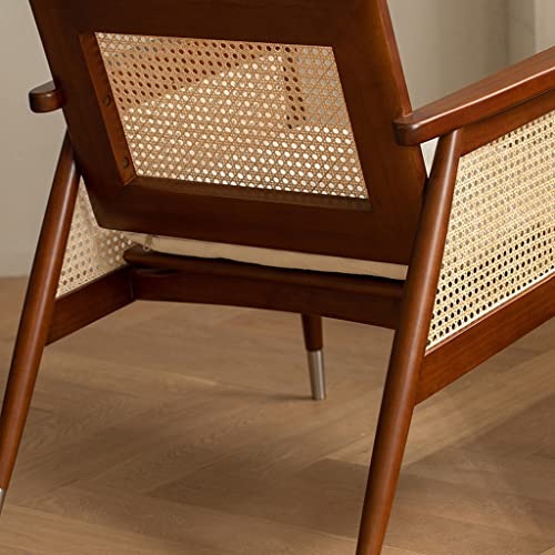 Tkhp Solid Wood Lounge Seat Chair, Rattan Single Sofa Chair, Balcony Backrest Armchair, Home Living Room Kitchen Dining Chair #TOP5