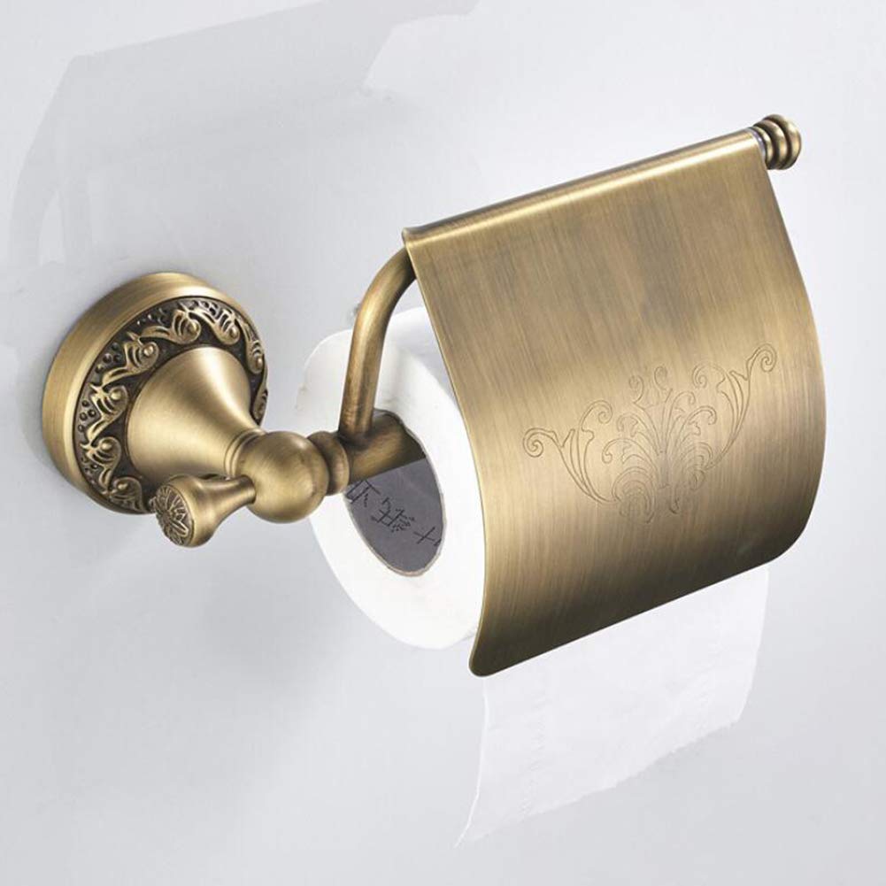Antik Toilettenbürstenhalter mit Bürste und Keramik Becher WC-Bürstenhalter Klobürstenhalter aus Messing - zur Wandmontage Bohren