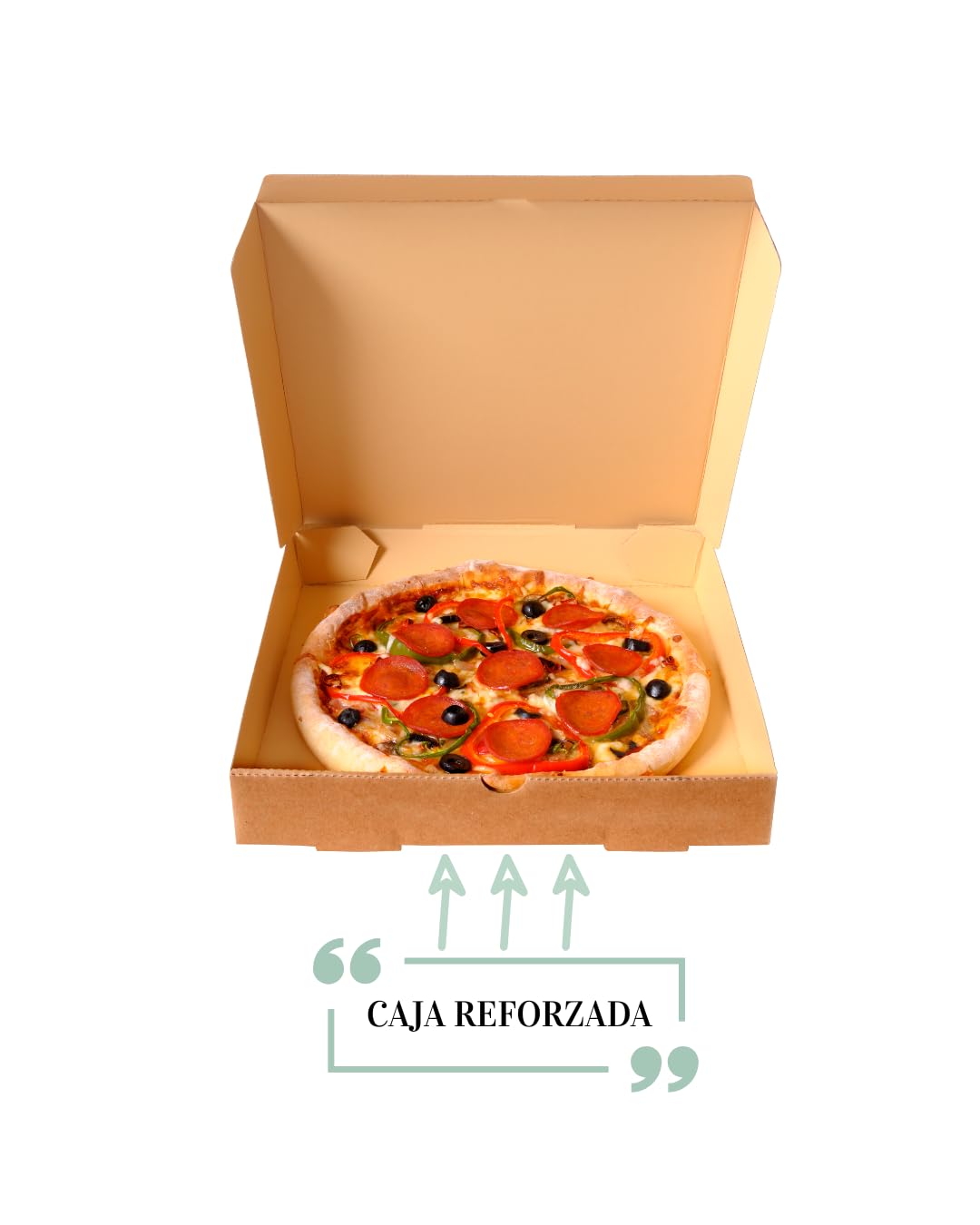 Genérico COMMERCE ESSENTIALS - Cajas para Pizza, 40x40 cm, Cartón Kraft, Pack de 50 Unidades, con Tapa Plegable