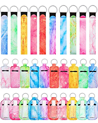 Geiserailie 40 Pcs Hand Sanitizer Keychain Holder Set Travel Bottle Holder Lipstick Case Wristlet Keychain(Chic)