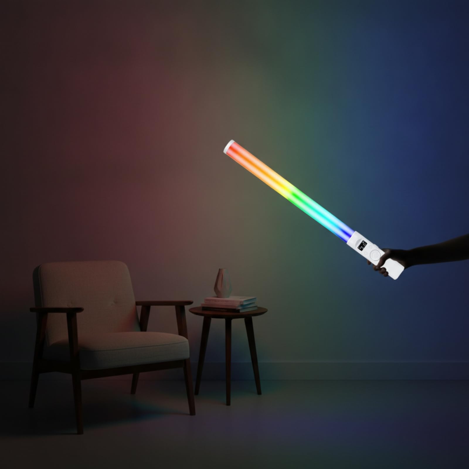 Luz RGB Portátil con Inalámbrico para Iluminación Creativa Fotografía y Batería Recargable 2000mah Acuado para Uso en Interiores y Exteriores, Actualizado con Soporte De Escritorio
