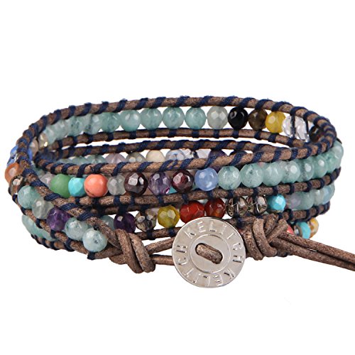 Image of KELITCH Turquoise Wrap Bracelets Leather Beads Bracelets Friendship Charm Bracelets