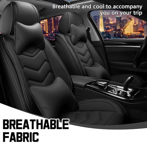 Image of CTDS Car Seat Covers for VW Tiguan 2009-2026, Stylish Sport Seat Cover, Premium Nappa Leather Car Seat Cover. Automobile Seat Covers Sets.(Luxury 2 Seats /Pure Black)