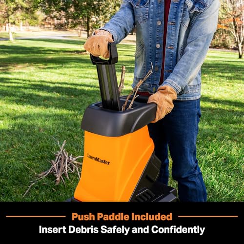 Image of LawnMaster Wood Chipper, 15 Amp Electric Wood Chipper Shredder with Collection Bin, 1.8-Inch Cutting Diameter Max 16:1 Reduction-FD1504