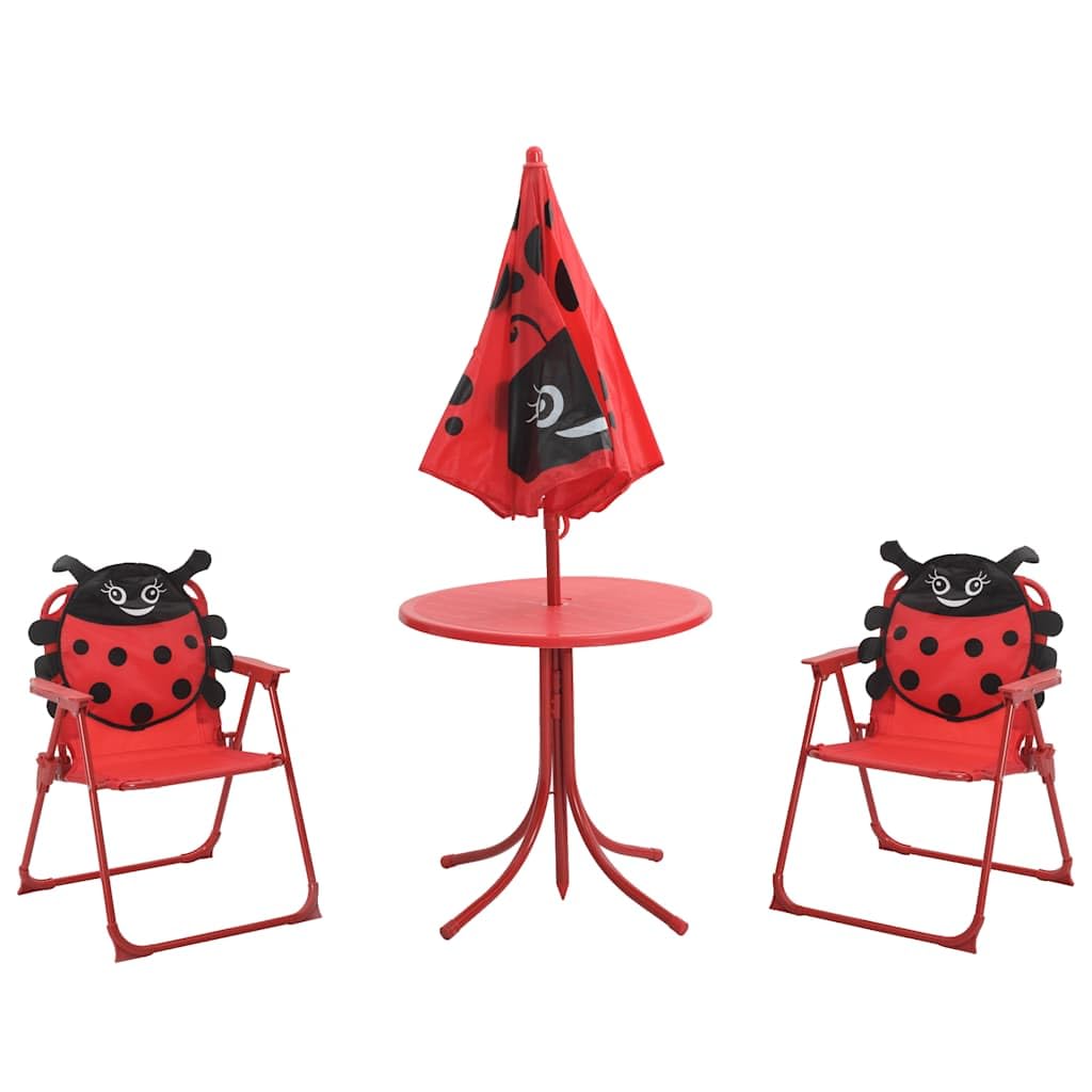 Jeu de Bistro avec Parasol pour Enfants 3 pcs Rouge,Meubles,Mobilier de Jardin,Salons de Jardin,5.1 kg-41842