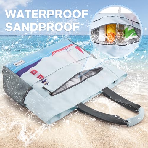 Image of G4Free Beach Bag, Waterproof Sandproof Beach Tote Bag, Large Capacity Foldable for Women