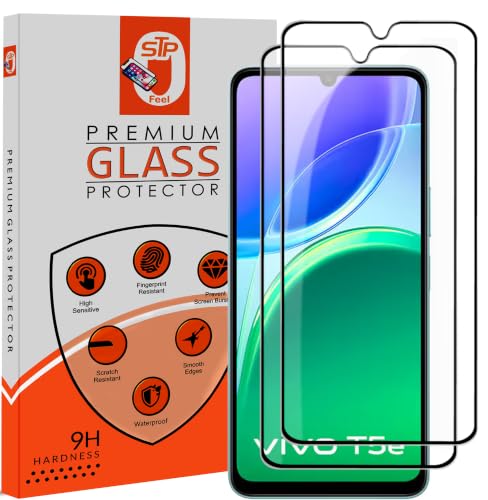 Image of STP FEEL Premium HD+ Tempered Glass Screen Protector Guard Compatible For Vivo T5e 5G (6.74 Inch, Pack of 2) | Edge to Edge Coverage With Easy to installation kit for Smartphone