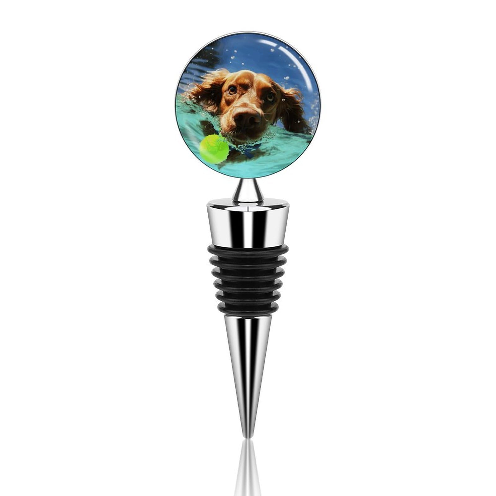 Bouchon de vin réutilisable chien nageur : l'accessoire de bar anti-fuite idéal pour vos fêtes