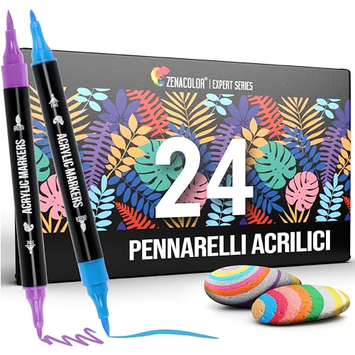 Pennarelli Acrilici Doppia Punta 24 Colori