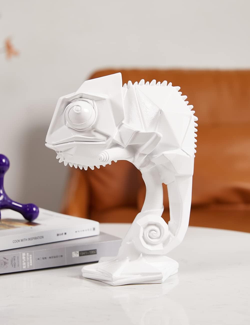 Lizard Sculpture Decor Animal Figurine Modern Arts Polyresin Gifts White 9.0inch