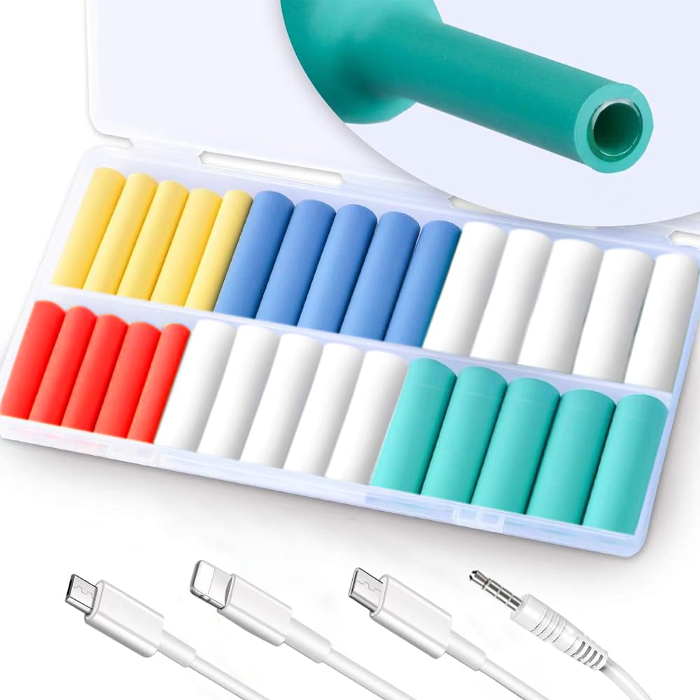 HUNANBANG30PCS Charger Protector, Cable Protector, Spiral Charger Cord Protector, Flexible Cable Cord Saver, Tube Wrap Cable Wire Kit for DIY