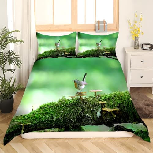 Housse de couette 240 x 260 OiseauVert en microfibre douce à fermeture éclair