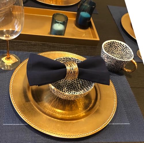 Image of SKAVIJ Handmade Twisted Wire Mesh Napkin Rings Holders Decor Dinner Party Wedding Thanksgiving Christmas Gathering (Gold 6pcs)
