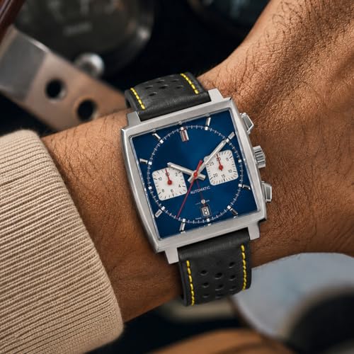 Image of Bandini Mens Leather Watch Band Strap, Vented, Racer, GT Rally, Stainless Steel Buckle, 10 Colors - 18mm, 20mm, 22mm, 24mm (Many sizes also come in Extra Long XL)