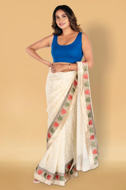 Image of Abhi Cotton Readymade Saree Blouse for Women- Sleeveless, U-Neck, Regular-fit, Stretchable, Pull-on Style