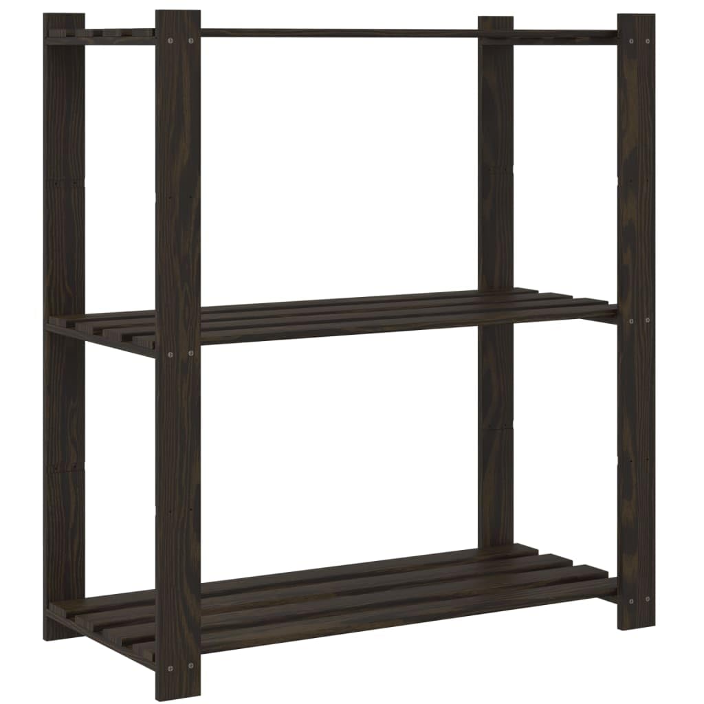 Estantería de 3 Niveles Madera Maciza de Pino Negro 80x38x90 cm, Estanterias Almacenaje, Estanterias Trastero, Estanterias para Garaje, Estantes para Herramientas, Estanteria Almacen - 373408