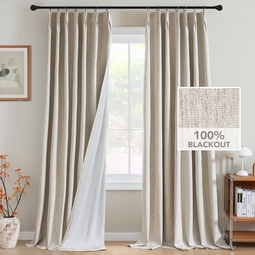 H.VERSAILTEX Pinch Pleated Full Blackout Curtains Linen Blended Chenille Blackout