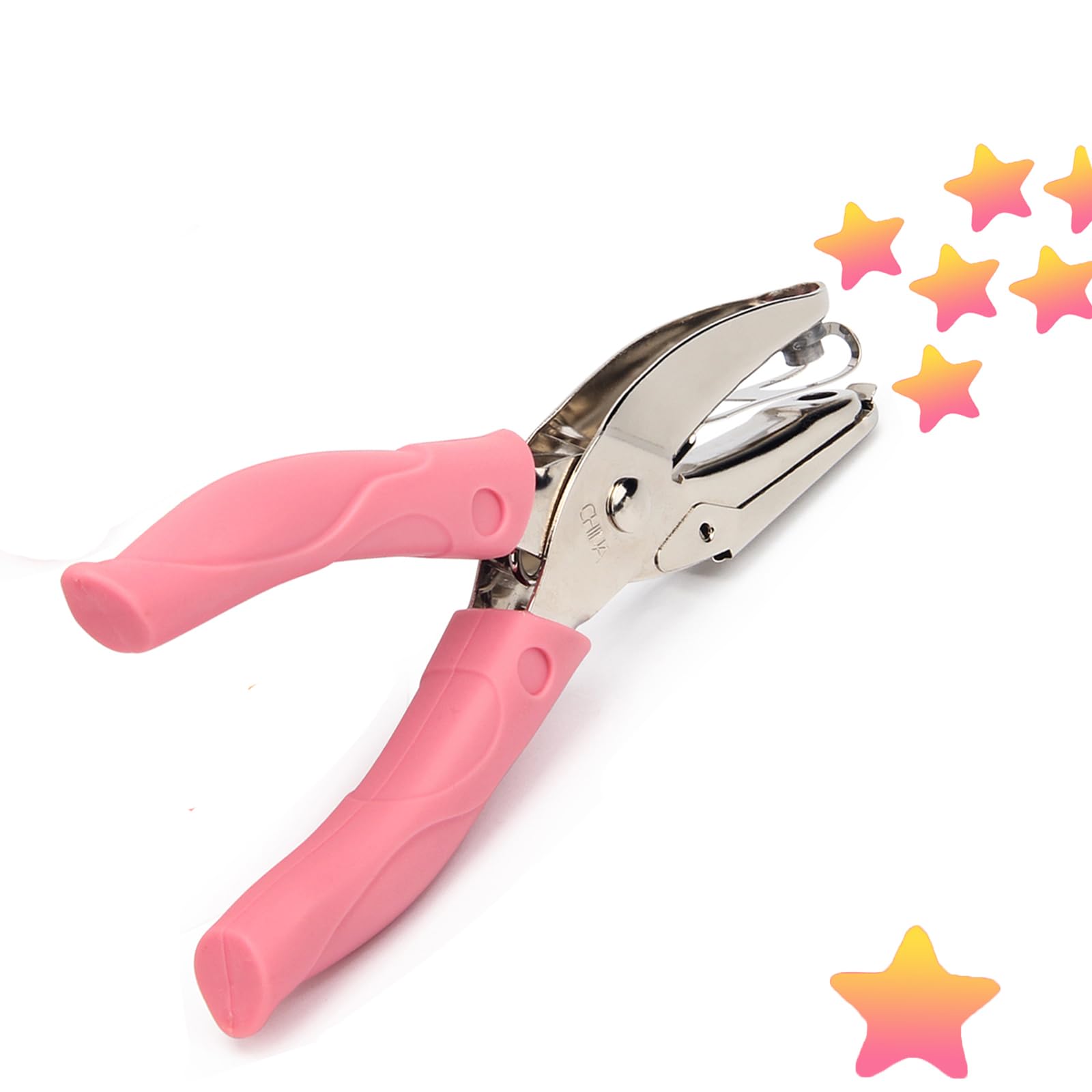 Star-Shape Handheld Hole Paper Punch, Pletpet Heart Hole Punch + Star Hole Punch 1/4 Inch Metal Single Hole Paper Punch, with Soft-Handled for Tags
