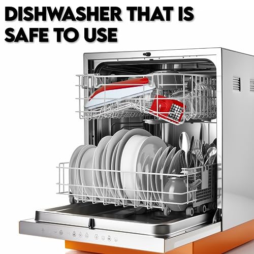 AEX 4-in-1 Vegetable Slicer - Durable food slicer and chopper - Manual Food Chopper with Stainless Steel Blades - Vegetable Chopper and Slicer with Container Including Cleaning Kit (Persian Red) - Image 9