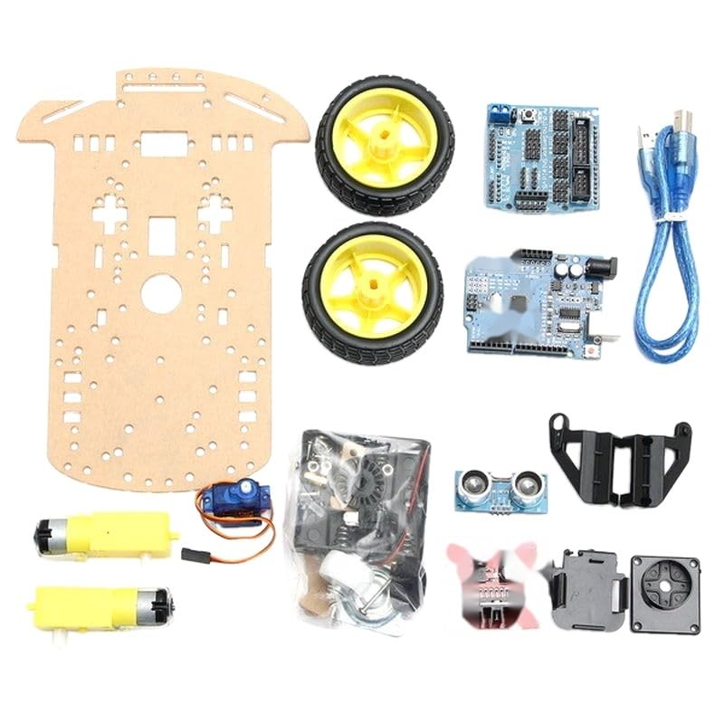 Kit de chasis de coche robot inteligente de seguimiento de prevención 2WD con codificador de velocidad ultrasónico para R3