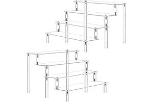 Lifewit 4-Tier Clear Display Risers Stand, Acrylic Plastic Cupcake Perfume Figures Desktop Organizer