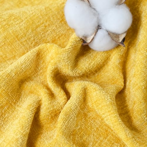 Image of CaliTime Throw Pillow Covers Decorative 20 X 26 Inches Pack of 2 Cozy Chenille Standard Pillow Shams Cases for Couch Sofa Bed Living Room Home Mustard Yellow