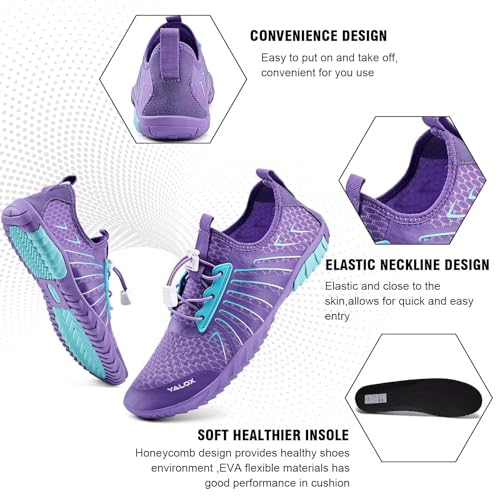 Image of YALOX Water Shoes Men's Women's Swim Shoes Outdoor Beach Barefoot Quick-Dry Aqua Pool Socks Swimming Yoga Surfing Exercise