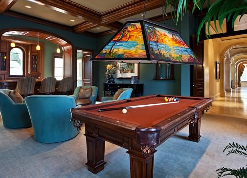 TOCHIC Tiffany Pool Table Light, 3-Light Vintage Billiard Table Light for 7' 8' Table, Rustic Billiard Island Chandelier for Game Room, Kitchen Island, Dining Room, Cabin - Image 8