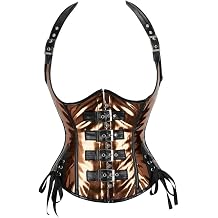 Women's Corselet Top Vest Steampunk Corset Bustier PU Leather Halter Shoulder Straps Underbust