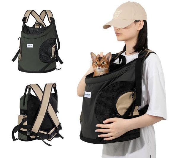 犬用 猫 キャリーバッグ 犬 抱っこ紐 前抱きペット リュック 犬 スリング 肩掛け 底板 両手解放 防水防雪ナイロン素材 快適 ペット小型犬 バッグ 犬おんぶひも 旅行 通院 ポケット付き 8.5キロまで対応 (ベージュ)
