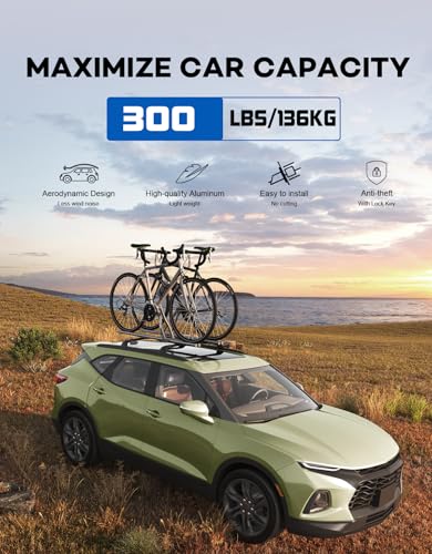 Image of Wonderdriver 300lbs Lockable Roof Rack Cross Bars Compatible with Chevy Chevrolet Blazer 2019-2026 (Not for Blazer EV), Heavy Duty Aluminum Roof Rails Crossbars Cargo Canoe Black Rooftop Luggage.