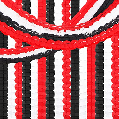 Image of Black White-Red Party-Decorations Streamers Garland - 157Ft Graduation Four-Leaf Clover Hanging Banner,Men Boys Birthday Wedding Baby Bridal Shower Family Gathering Event Supplies Decor Hugtmr