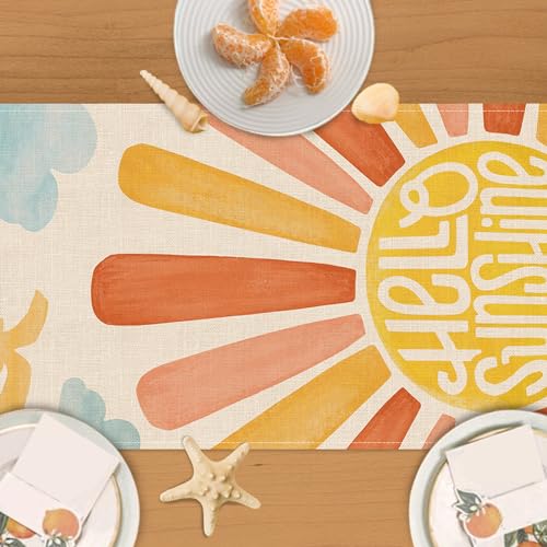Chemin de table en toile de jute résistant lavable pour décoration de buffet extérieur