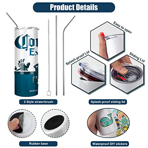 24 Pack 20 Oz Sublimation Tumblers Bulk Kit, Stainless Steel Blank Straight Skinny Travel Tumbler Set With Lid, Rubber Base, Straw Brush, Diy Sticker, Shrink Wrap For Heat Transfer Press #TOP3