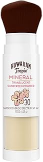 Hawaiian Tropic Mineral Powder Sunscreen Brush, SPF 30 | SPF Powder Sunscreen for Face, Brush On Sunscreen Powder for Face, Translucent Powder Sunscreen, SPF 30