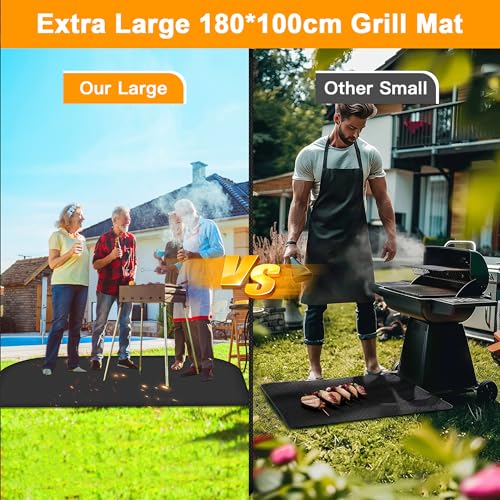 ImnBest Feuerfeste Unterlage 150x100cm, Faltbare Grillmatte Bodenschutz Grillunterlage, Silikon-Glasfaser Hitzebeständige Wasserbeständige Grillmatte für BBQ Grills, Kamin, Boden, Rasen und Camping – Bild 4